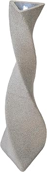 XBrand 39 in. H Freestanding Resin Fiberglass Sculptural Modern Twisted Pilar Outdoor Garden Fountain w/LED Light, White