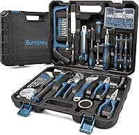 Sundpey 148-Piece Home Tool Kit with Ratcheting Screwdriver, Pliers, Wrench, Voltage Tester & Case - Portable Household Repair Set