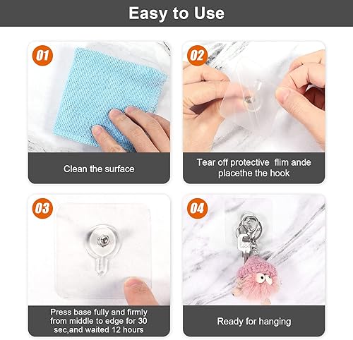 Miniatura 4 de Savita 14 tornillos adhesivos de pared, sin dejar rastro, clavos colgantes de montaje en pared para cocina y baño (0.51 pulgadas)