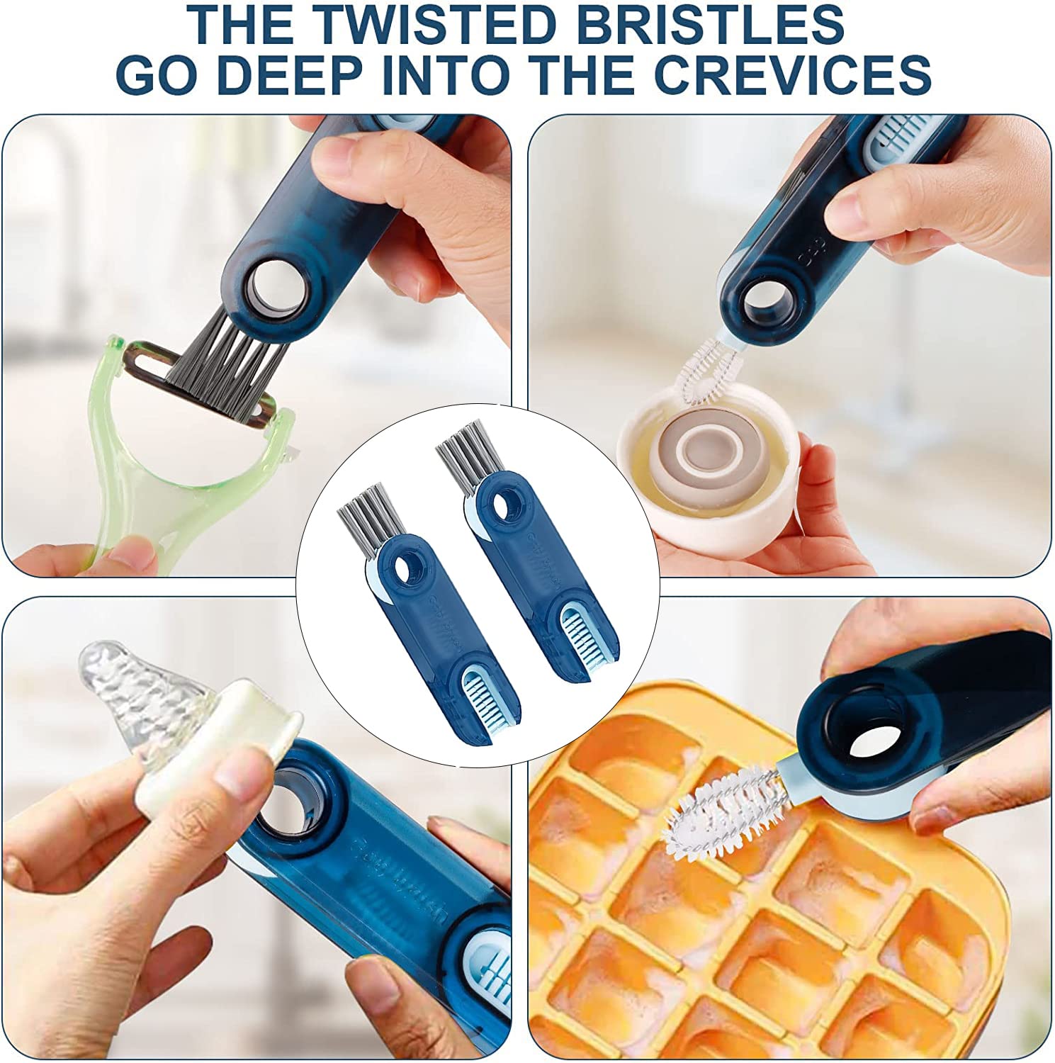 Yempum Lot De 3 Brosses De Nettoyage Multifonctions 3 En 1 Pour Couvercles De Tasses, Outils De Nettoyage Pour Les Espaces Restreints, Nettoyage De Tasses, Biberons, Bouteille D'eau, Maison, Cuisine