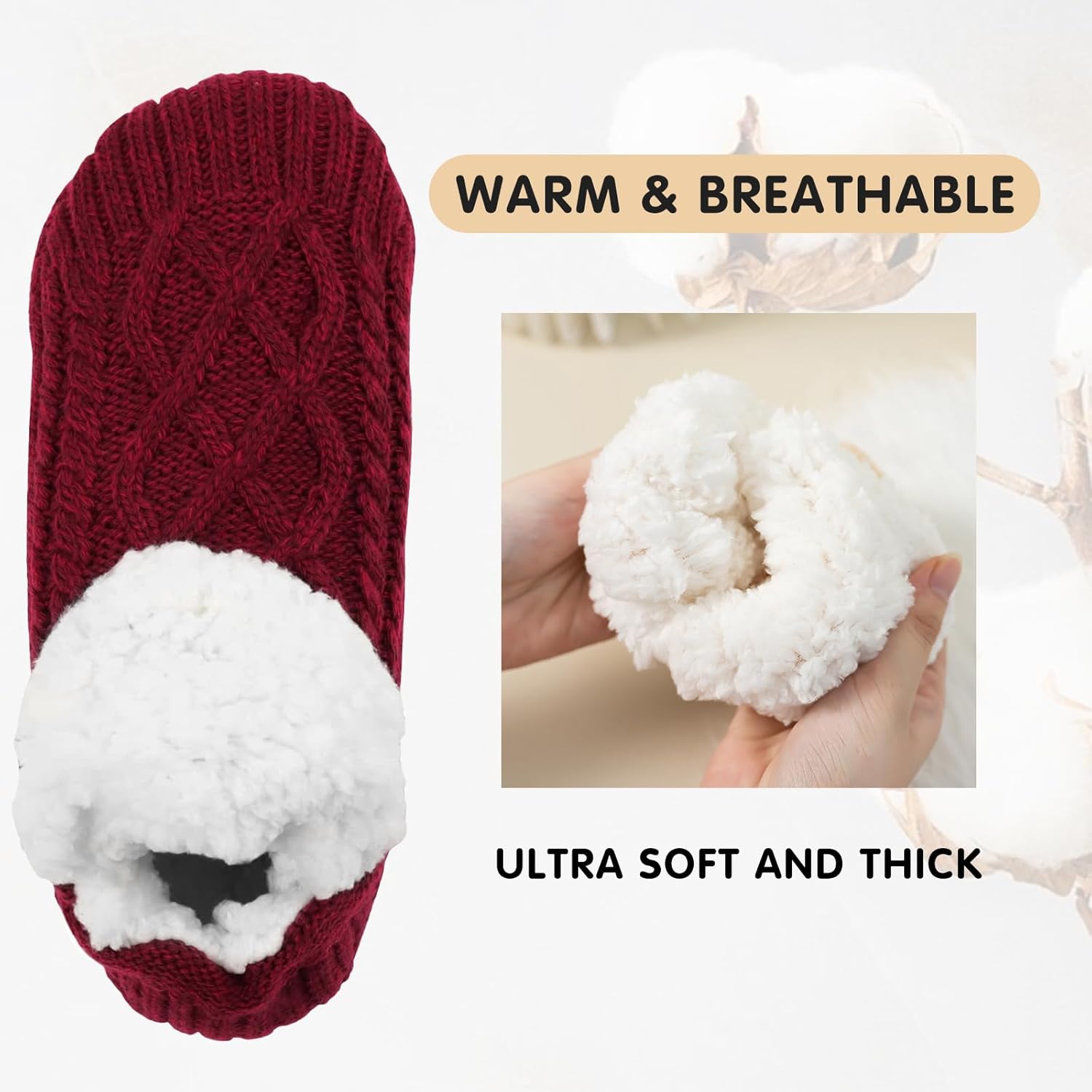 Unisex Fluffy Fuzzy Warm Slipper Socks for Men Women, Thick Fleece Lined Non-Slip Socks Indoor Floor - Image 5