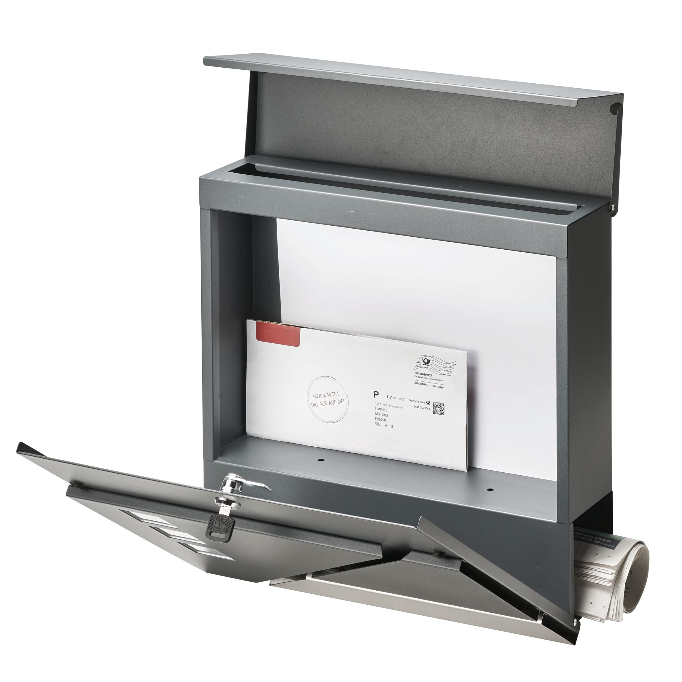 Boîte Aux Lettres En Acier Inoxydable Anthracite - 37x37x10 Cm - Avec