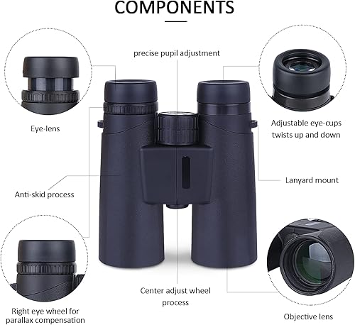 Miniatura 7 de Prismáticos de 10 x 42 para adultos y observación de pájaros, prismáticos BAK4, lente FMC, prismáticos de luz de 1.10 lb con adaptador para