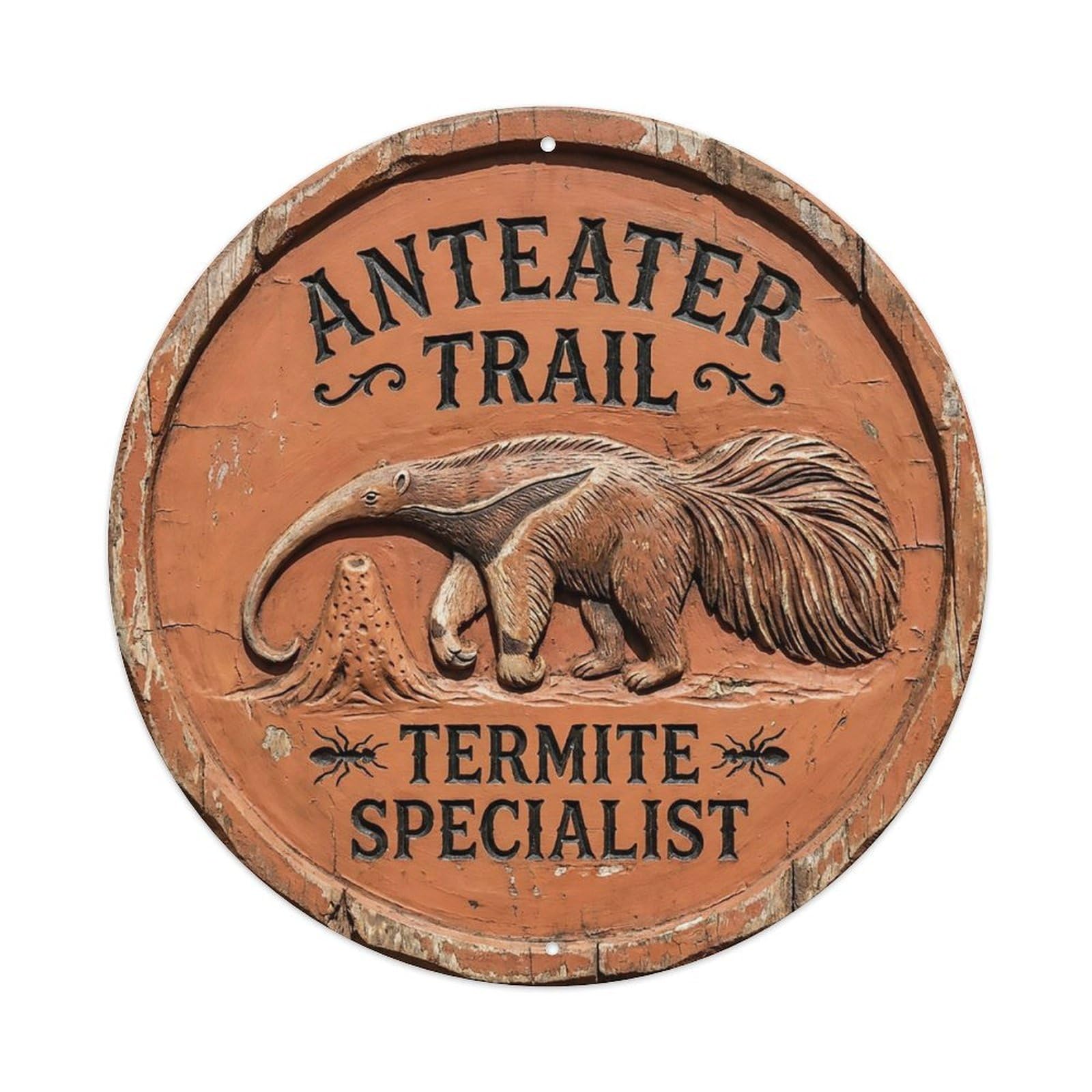 Odgynaw 8X8inch(20X20cm) Anteater Trail Termite Specialist Metal Tin Sign