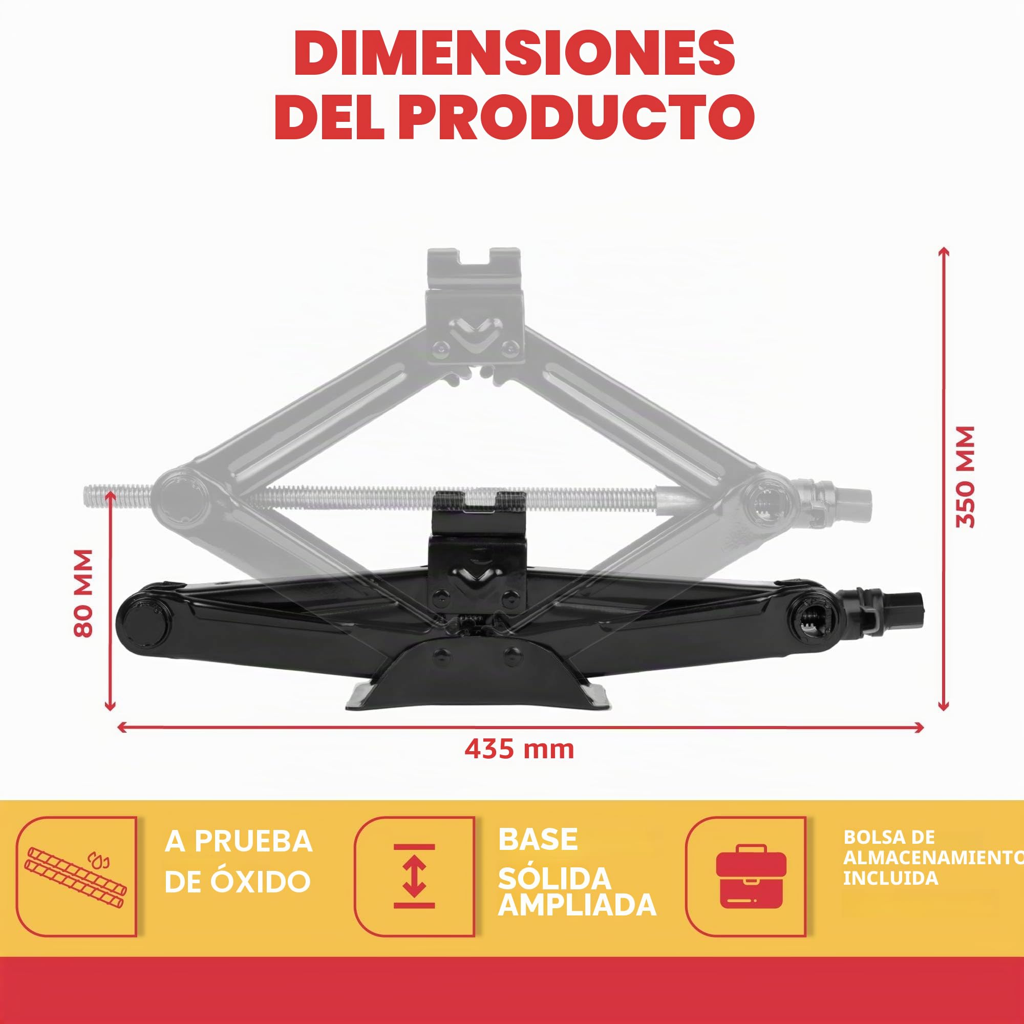 GADLANE Kit de gato de tijera portátil de 1,5 toneladas con adaptador de broca de vaso, llave extensible, carraca para levantar fácilmente coches, SUV/sedán, bolsa de almacenamiento