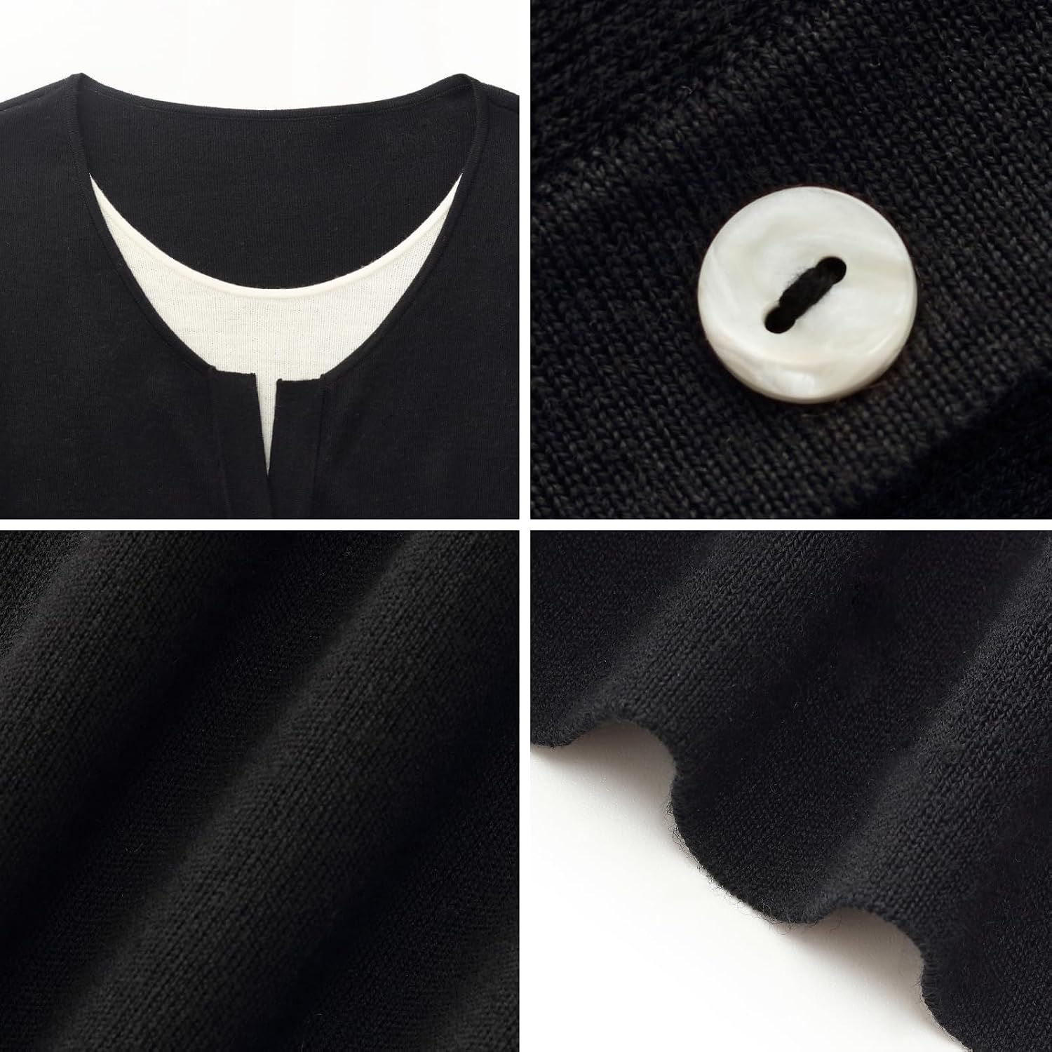 GOELIA Women's 100% Wool Fall Sweaters 2025 Black Button-Front Long Sleeve Pullover Sweater Classic Work Teacher Knit Top