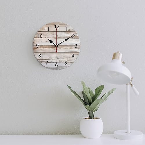Miniatura 5 de Relojes de pared de 12 pulgadas para baño, reloj de pared silencioso a pilas, reloj de madera rústica de granja, fácil de leer, decoración moderna