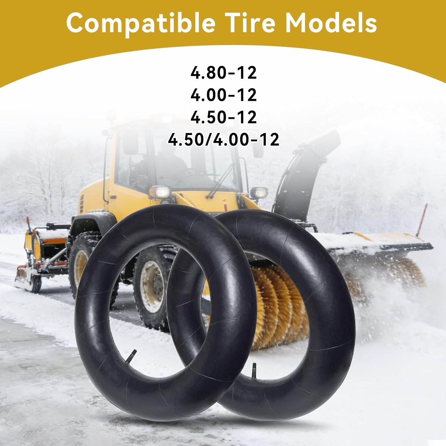 2-Pack 4.80-12 Trailer Tire Tube 5.00-12 4.50-12 Heavy-Duty Inner Tube | with TR13 Straight Valve for ATV, Lawn and Garden Trailer, Mower, Tractor, Truck