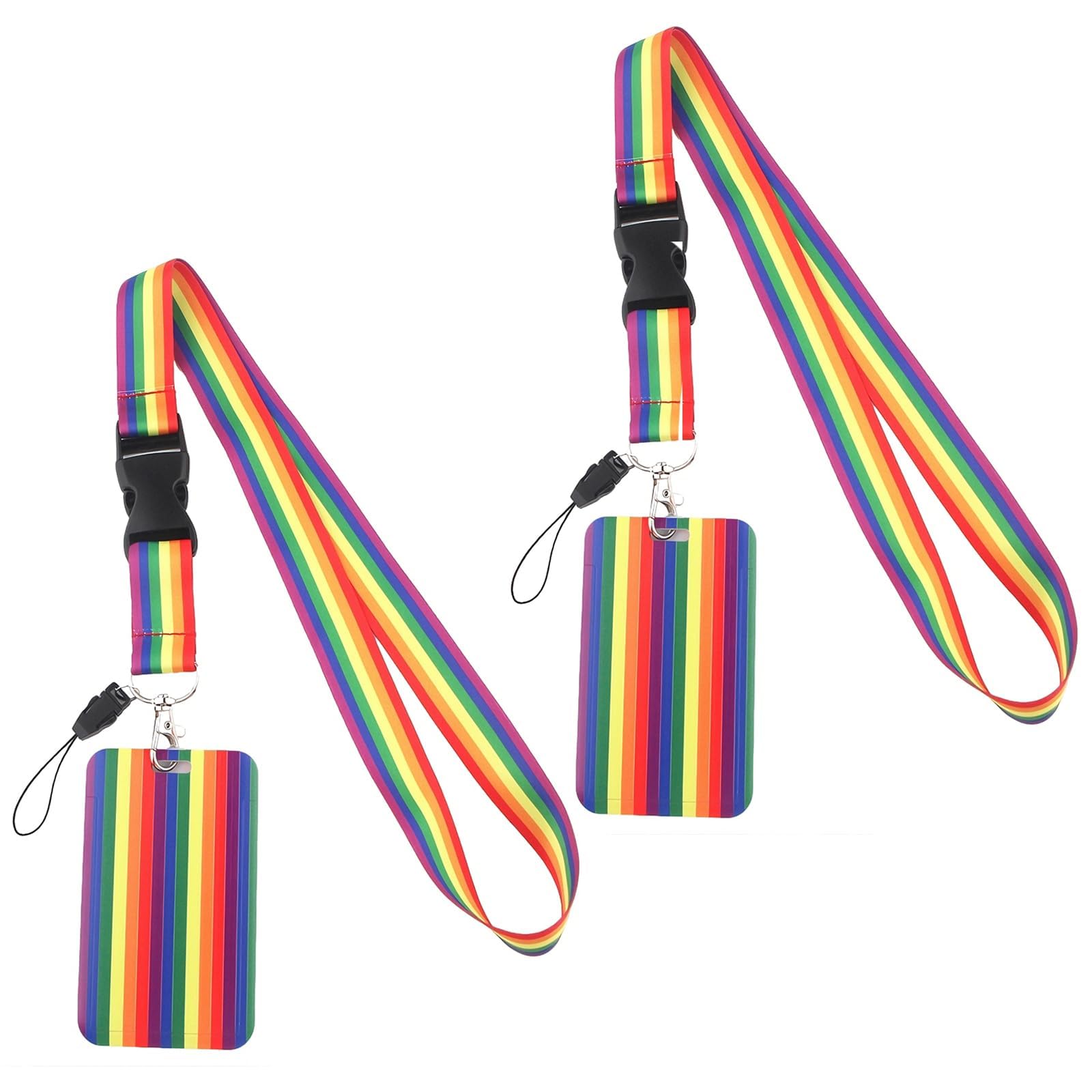 Rainbow, Pride Lanyard, Breakaway Safety Feature, Secure ID Badge Holder for Workplace and Events, Two Pack Rainbow Flag Design