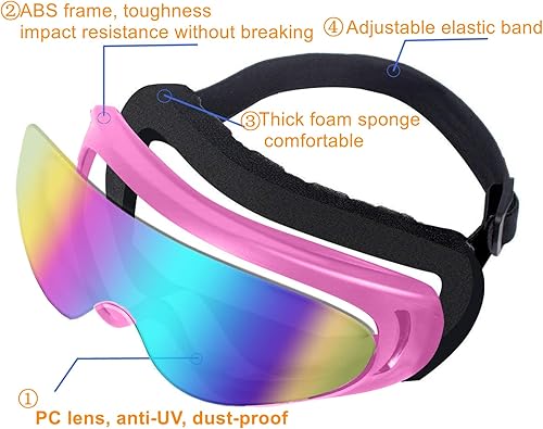 Miniatura 4 de Gafas de motocicleta, paquete de 2 unidades, para motocross, ATV, motocross, senderismo, protección con 2 unidades de máscara bandana transpirable