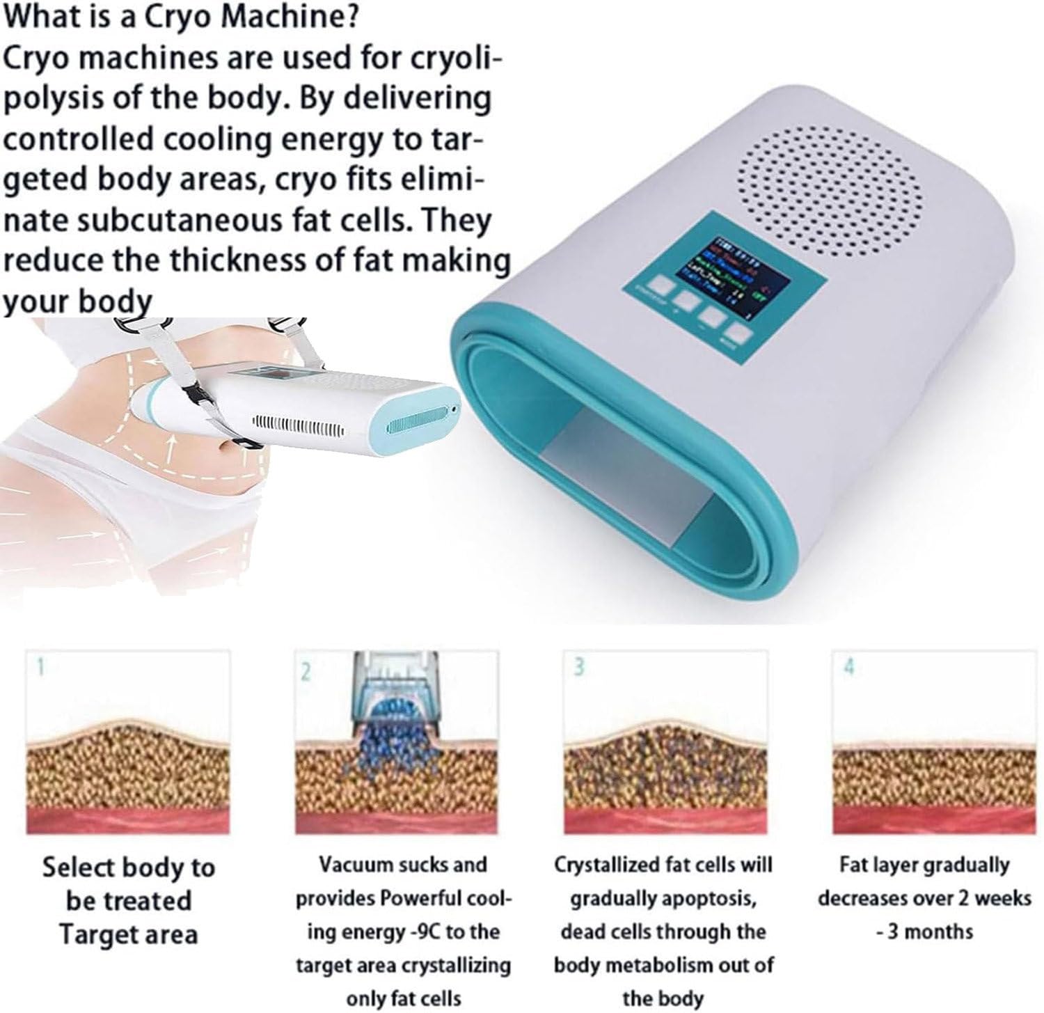 Cryolipolysis che dimagrisce macchina per perdita di grasso corporeo, rimozione della cellulite e rassodamento di sollevamento, dispositivo fresco per scolpire il corpo, efficace soluzione di perdita