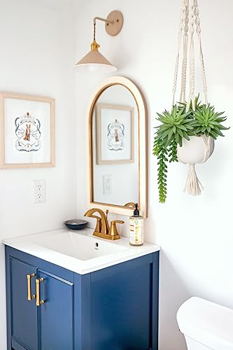 Miniatura 6 de Briful Suculentas artificiales colgantes en maceta de cerámica de 29.5 pulgadas, cadena falsa de perlas colgantes con maceta de macramé colgante