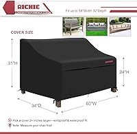 Vista 2 de Funda impermeable para sofá de patio de 2 plazas, fundas para muebles de exterior para sofá biplaza/sofá con rejillas de ventilación y asas, 60
