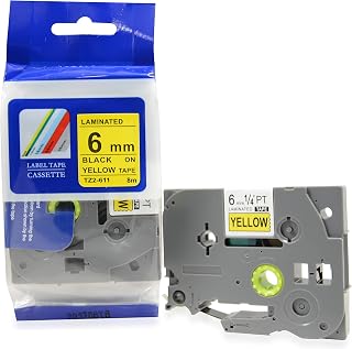 Fita Compatível TZ-611 Tze-611 Amarela 6mm para Rotulador Brother PT-H105 PT-H110 PT-D210