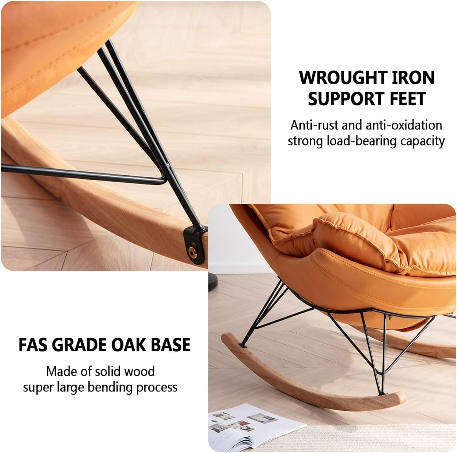 Modern Leisure Rocking Chair Set with Footstool Ergonomic Design for Comfort in Bedroom Terrace and Sofa