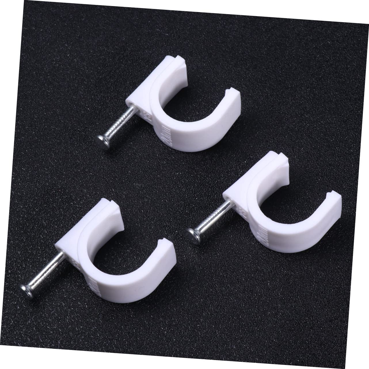 NUOBESTY 100stücke Kabelclips Weiß Pvc-klemmen Mit Stahlnägeln Rohrhalterungen Für Elektriker Draht-wandbefestigungshalter Kabelschellen Weiß