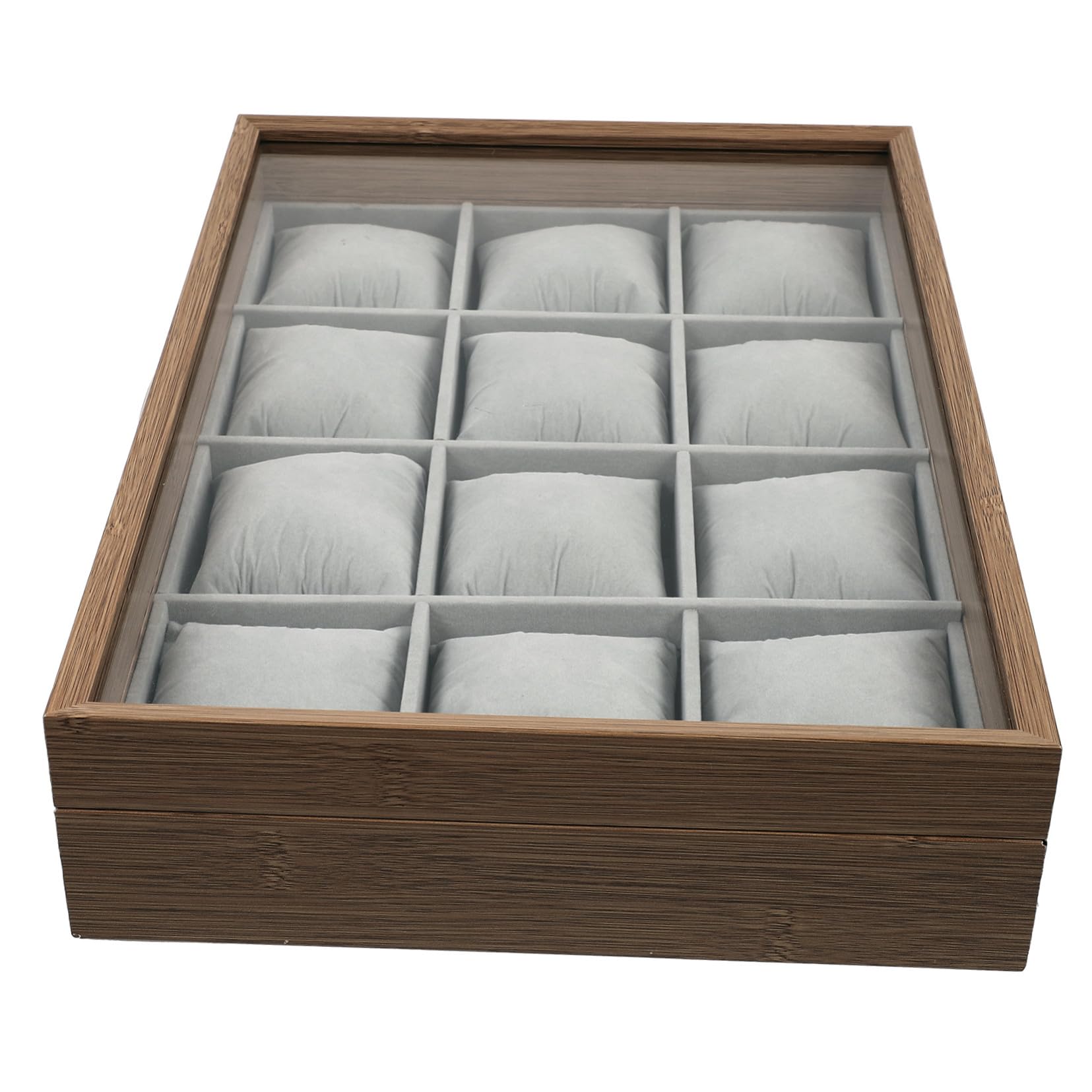 Scatola Cuscini 12 Scomparti Grandi in Morbidi e Legno Organizer per Rimovibili Decorativa Orologi per Uso Personale e Esposizione Gioielli