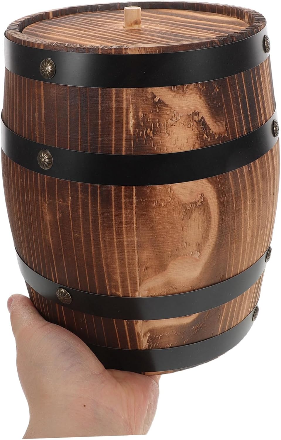 PRETYZOOM Vintage Rustic Wood Utensil Holder Multi-functional Cutlery Storage Bucket for Kitchen Home Office and Restaurant Elegant Organizer for Cooking Tools Charred Design