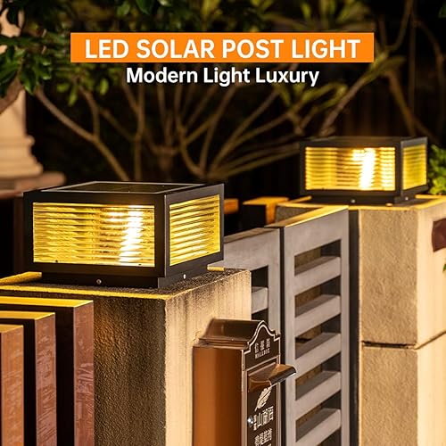 Miniatura 2 de Luz solar para exteriores, de acero inoxidable IP65, impermeable, luz de pilar regulable, lámpara de columna de paisaje moderna para postes de