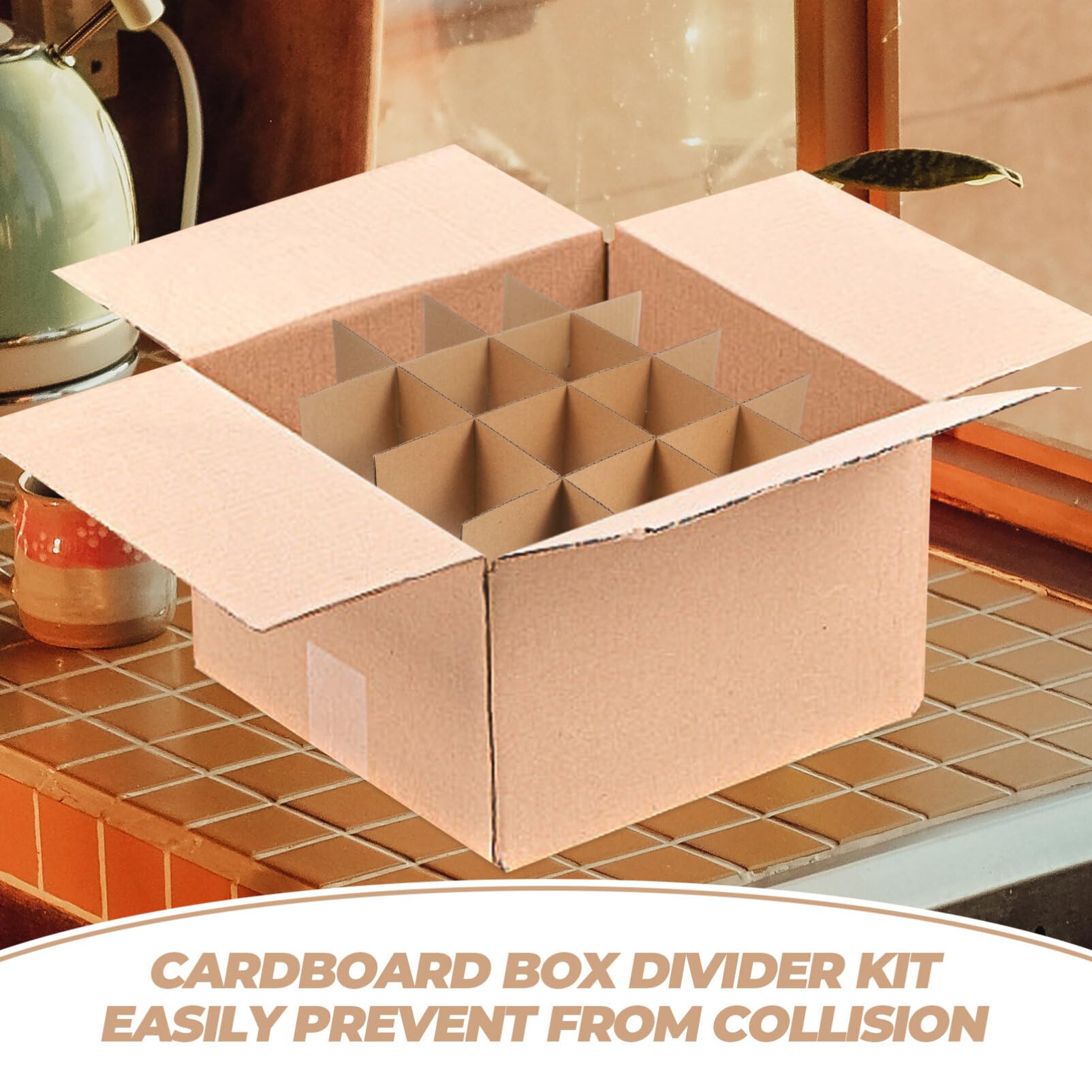SOLUSTRE 6 Pcs Box Shipping Carton Dividers Glass Dividers for Moving, Cardboard & Corrugate Packing & Shipping Cell Paper Tote Box - Image 3