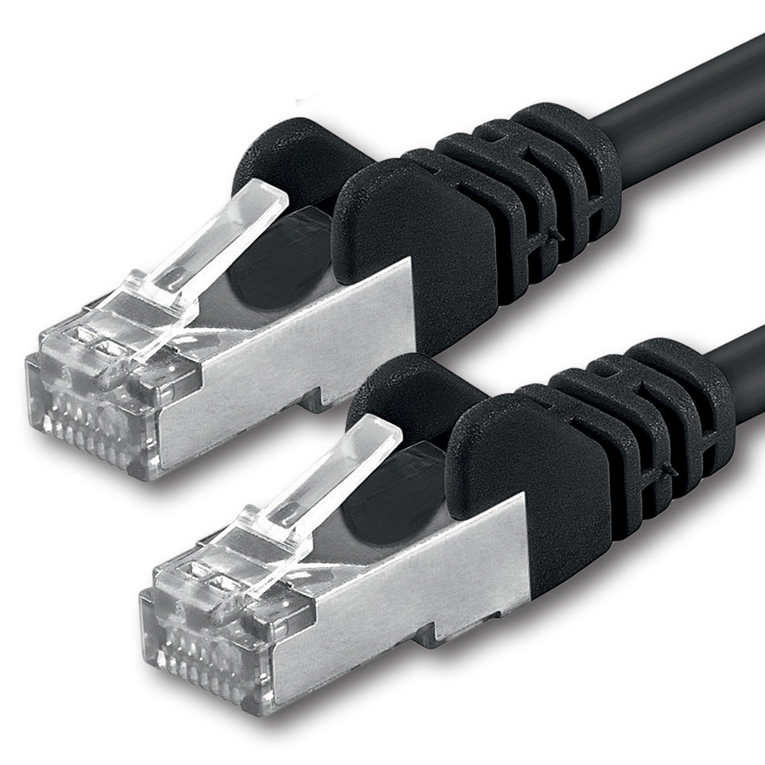 1aTTack CAT5e 2x RJ45 wtyczka ekranowana folią FTP kabel sieciowy 30 m czarny