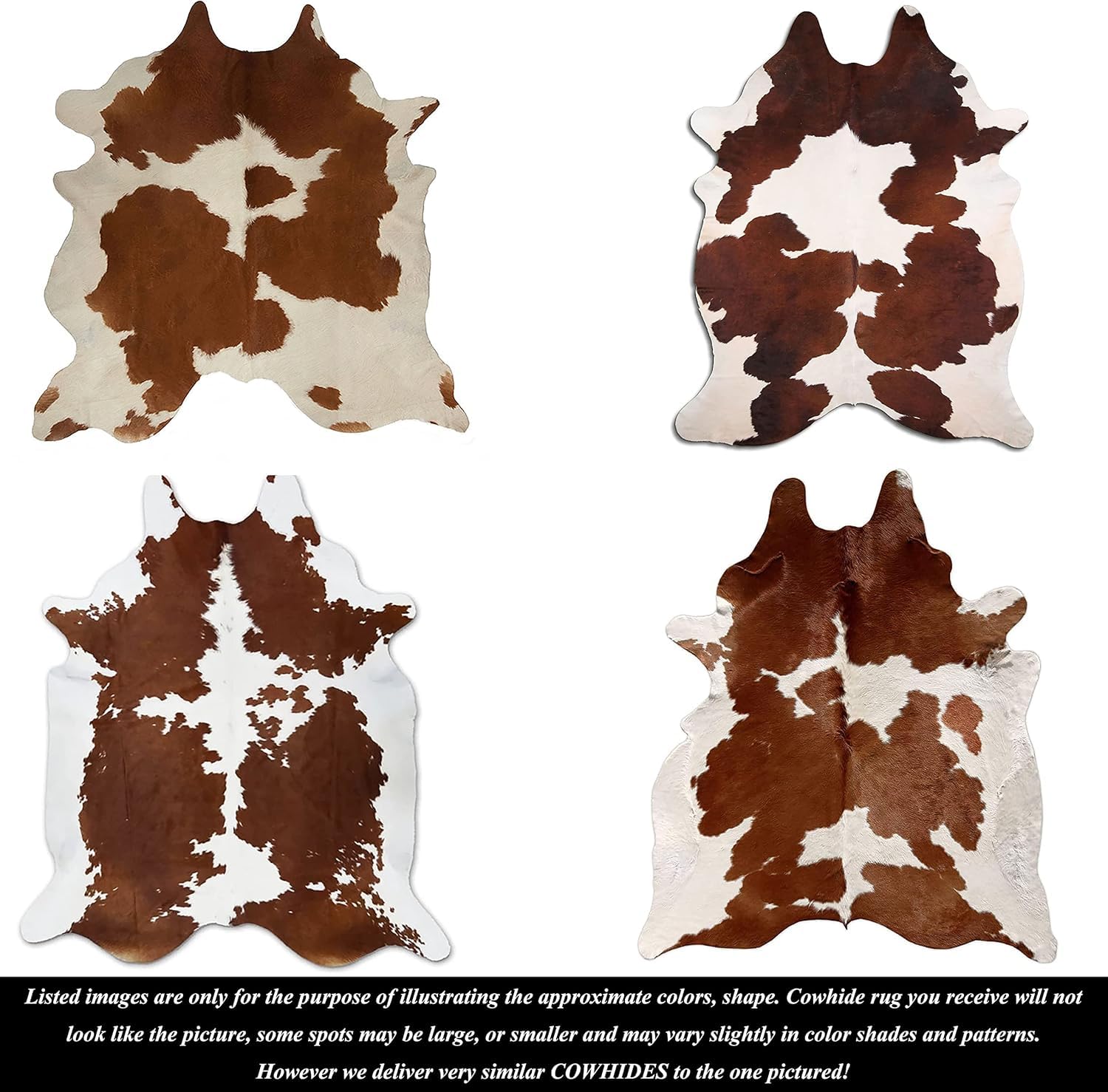 Cowhide Leather Rug Natural Premium Cow Skin Hair on Area Rug for ...