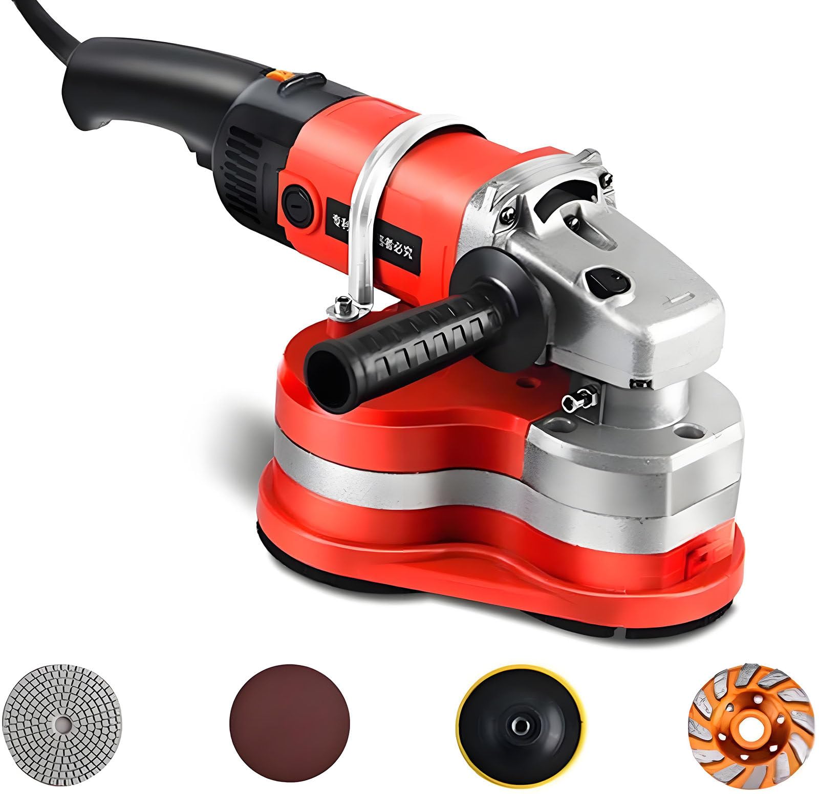 Drmoxin New Upgrade 3-Head Concrete Grinder Set,Concrete Floor Grinder, Concrete Surf-aces Planer with 6 Speed Control, Shroud for Grinding Concrete Cement Marble Granite Standard