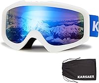 Vista 12 de Karsaer - Gafas de esquí antivaho, gafas de nieve OTG, 100% protección UV, gafas de snowboard con lentes dobles flexibles para hombres, mujeres