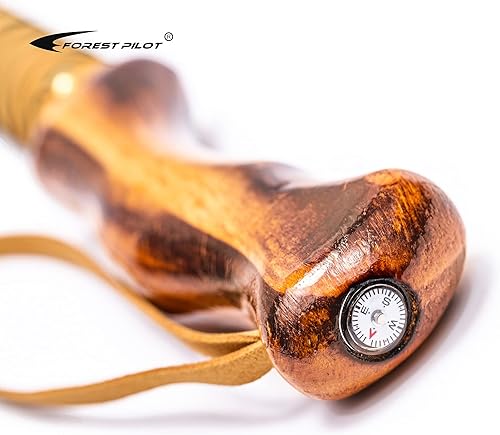 Miniatura 5 de Bastón desmontable de madera dura con mango de pino con brújula (color natural, 55 pulgadas, 1 pieza)