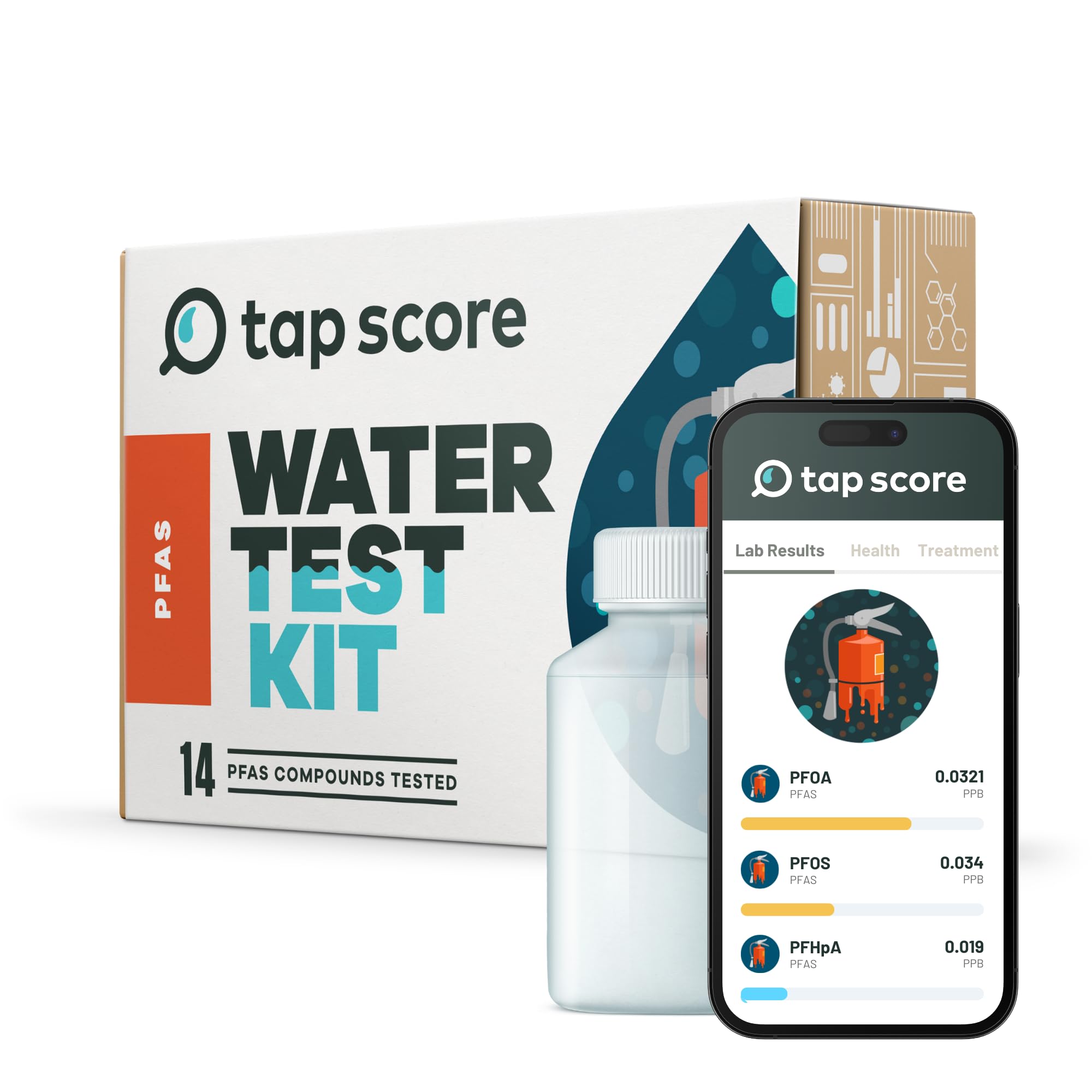 Professional PFAS Test for Drinking Water | Certified Tap Score Home Kit | Mail-in Lab Analysis | Easy Sampling, Shipping Included | EPA Testing Method