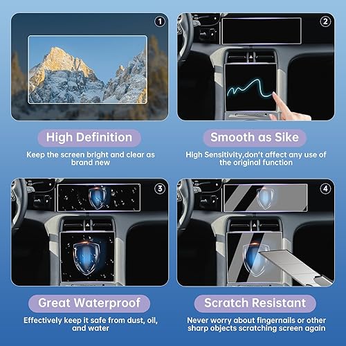 Miniatura 10 de LUWU 2020-2025 Porcshe Taycan - Protector de pantalla de navegación Taycan 2024, plástico TPU, antiarañazos, película protectora para pantalla
