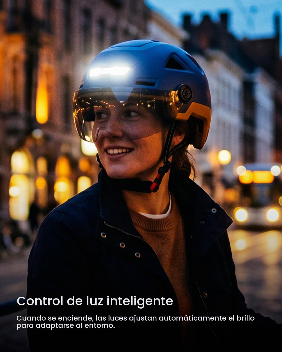 ILM Casco Patinete Electrico Adulto Casco Bicicleta Homologado NTA-8776 CPSC CE con Luz LED Intermitentes & Freno con Visera para Hombre Mujer Modelo E3-12LS,Negro Mate,L/XL