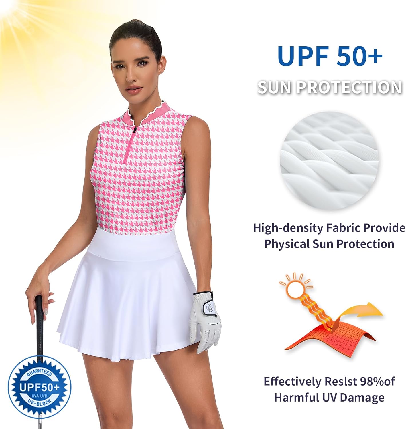 Soneven Women's Sleeveles Golf Shirt Zip Up Polo Shirts Moisture Wicking Tennis Top Lightweight Quick Dry Athletic Tank Tops