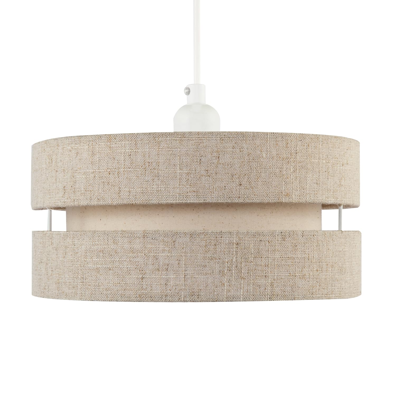Happy Homewares Oatmeal Modern Natural Textured Linen Triple Tier Ceiling Pendant Light Shade | 11W Maximum | Designer Style | 26Cm Diameter By