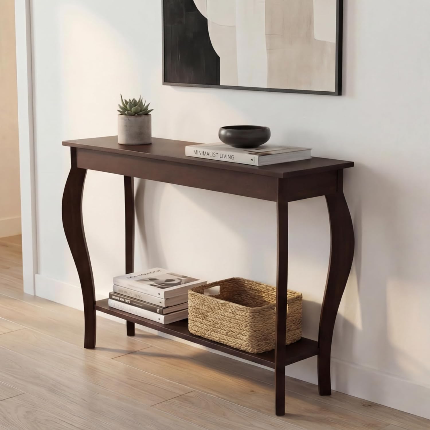 ChooChoo Narrow Console Table, Chic Accent Sofa Table, Entryway Table, Espresso