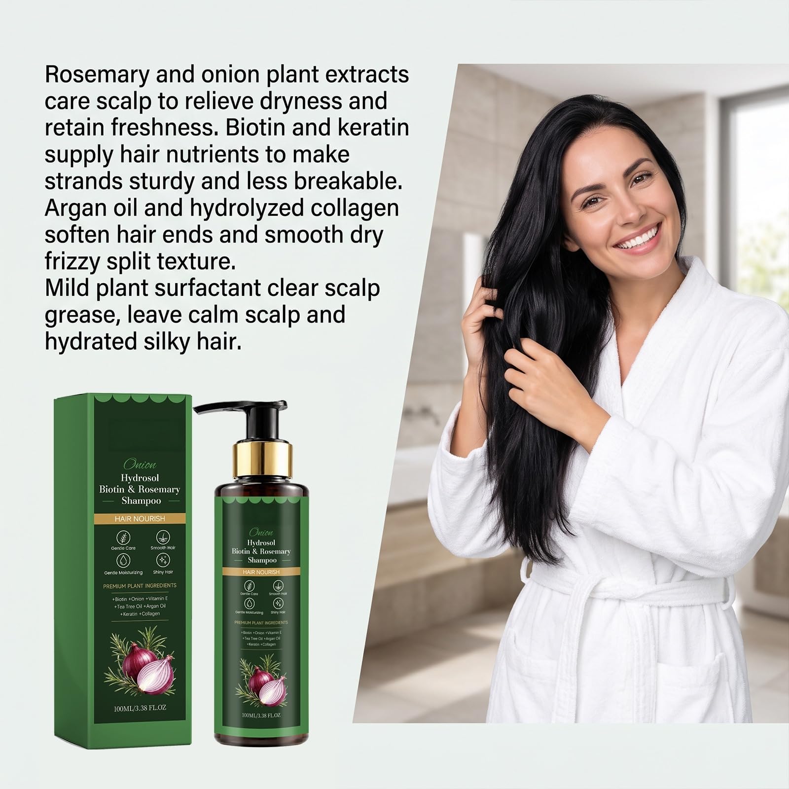Set di shampoo e balsamo, rinfrescante per la cura del cuoio capelluto, per capelli setosi, lisci e lucidi, riduce l'effetto crespo e controlla i grovigli (6 pezzi)