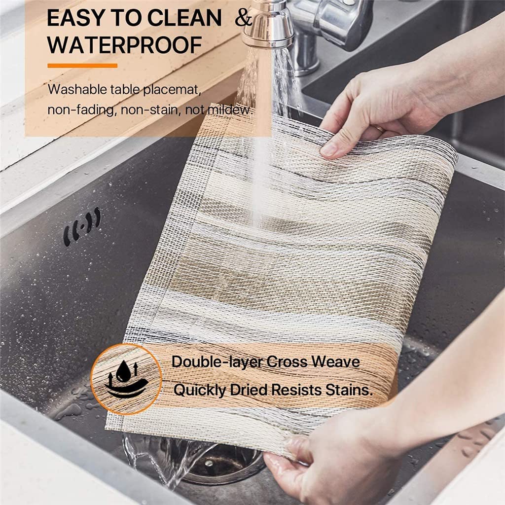 Manteles Individuales Fácil de Limpiar Mantel Individual de plástico Lavable para Mesa de Cocina Manteles Resistentes al Calor 30X45cm Un Juego de 4 (Color : Beige, Size : 8 PCS) HGCHH
