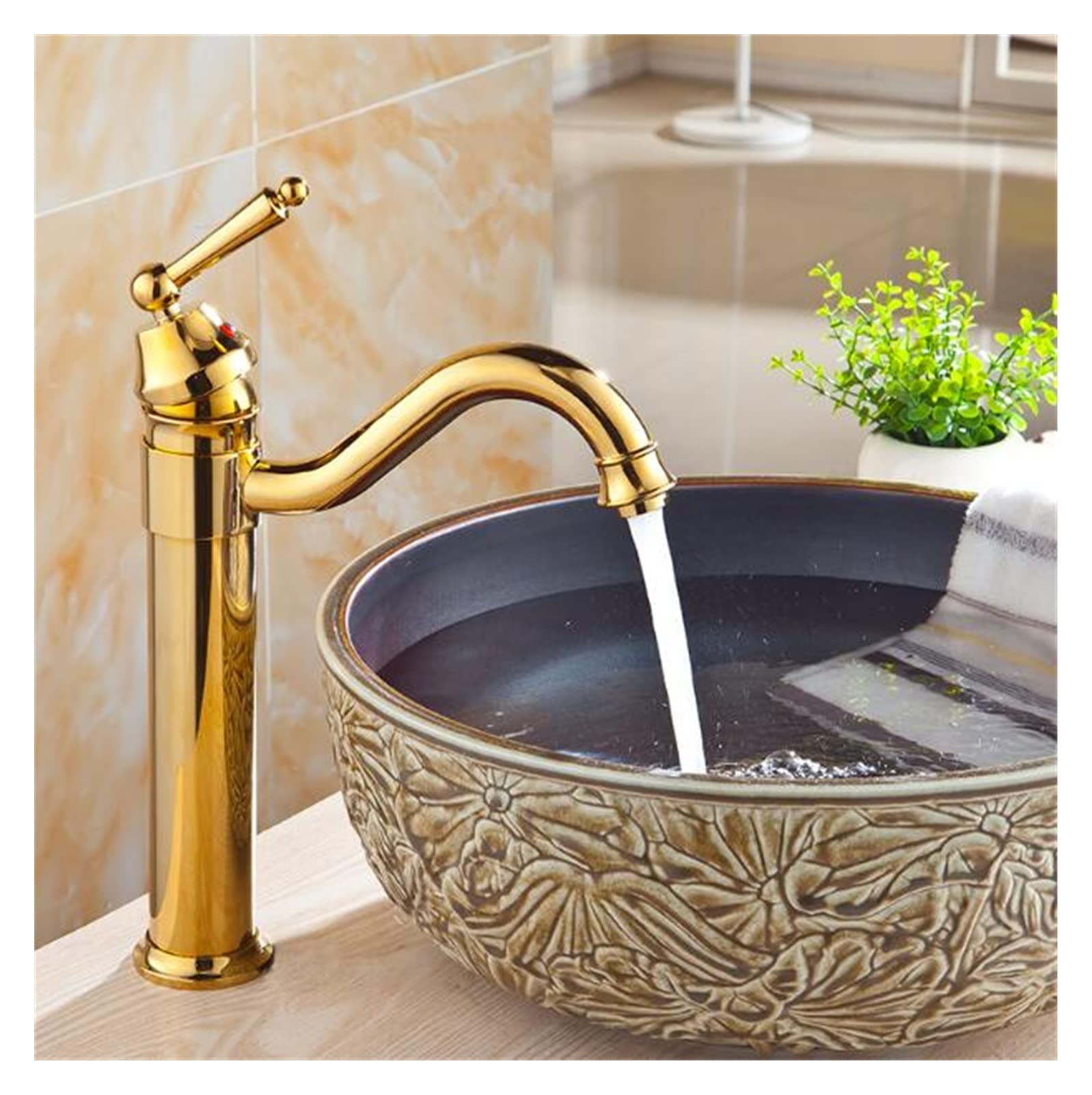 Mooilko Giallo New Deck Bathroom Basin Sink Mixer Tap Polished Antique Bronze Basin Faucet Bathroom Faucet Sink Tap Easy To Install(Giallo)