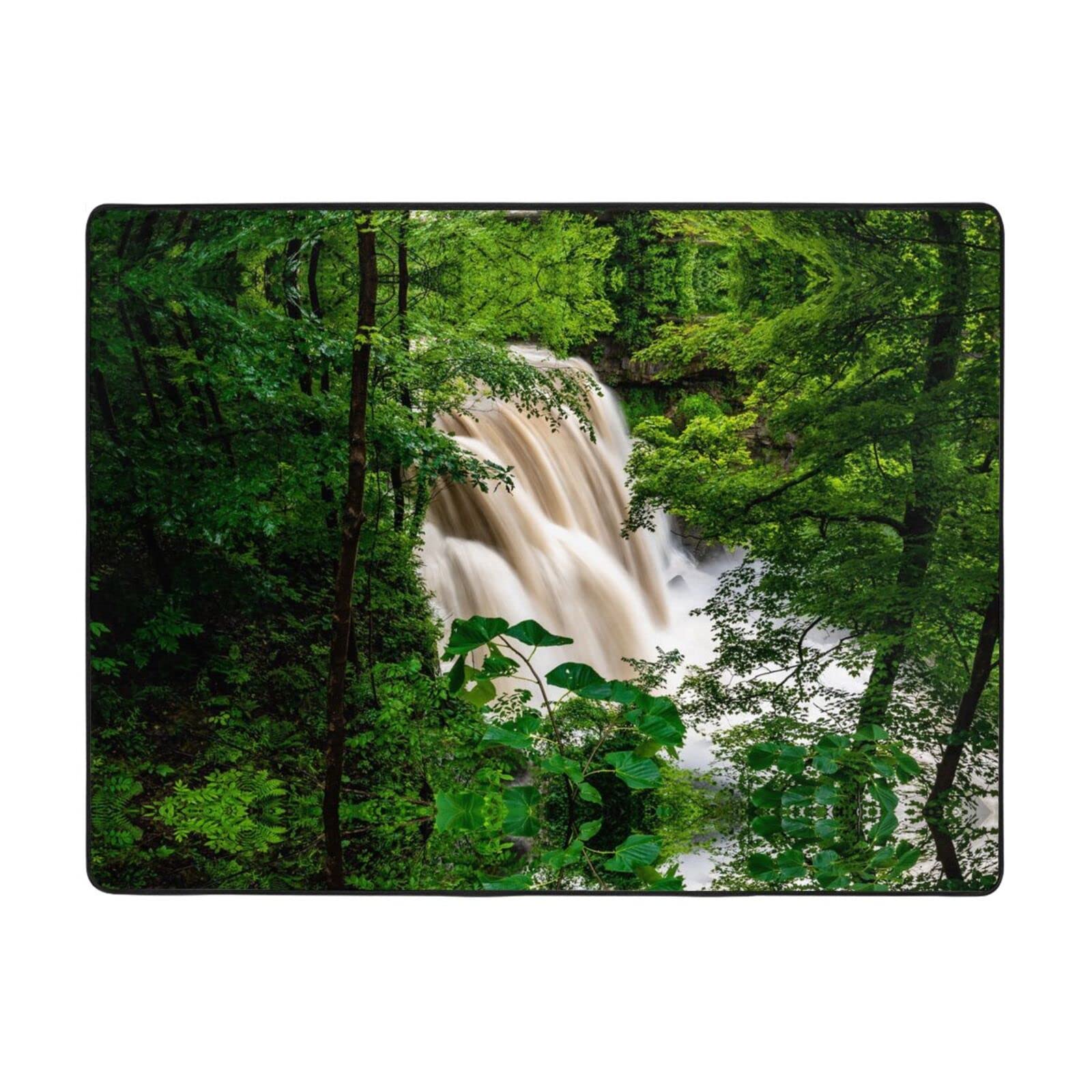 Tapis en peluche pour dortoir et salon tapis vert a motif nature 160x122 cm