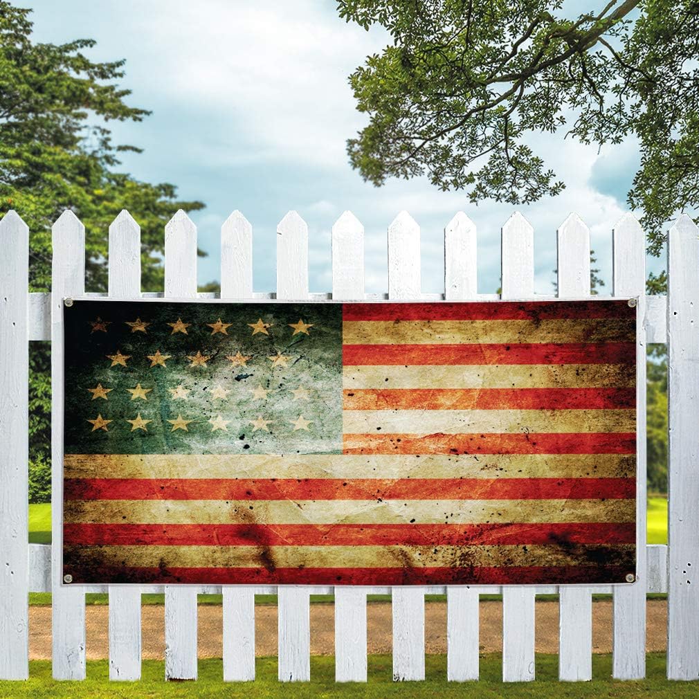 Vinyl Banner Multiple Sizes Us Flag Business Inspiration & Motivation Outdoor Weatherproof Industrial Yard Signs White 4 Grommets 16x40Inches