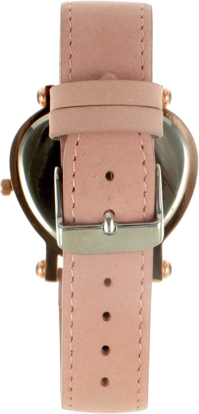Peugeot Women's Heart Shaped Rose Gold Crystal Watch with Blush Pink Nubuck Suede Band - Image 2