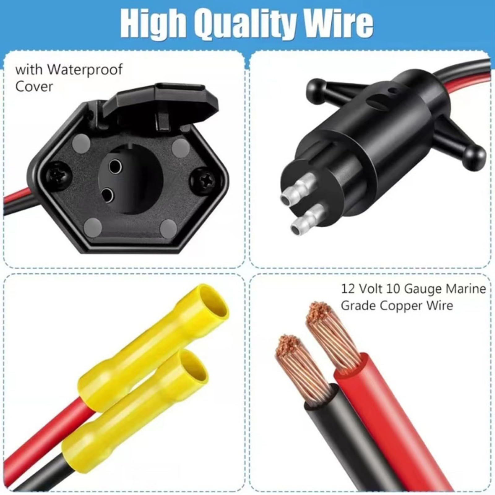 Trolling-Motorstecker Wasserdichtes Trolling-Motor-Stecker- und Steckdosen-Set 12V wasserdicht Schnellanschluss für Schiffsteile männlich + weiblich