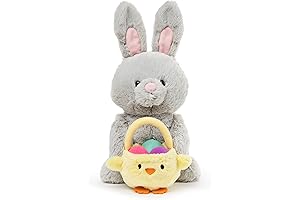 Plush Bunny with Basket Filled with Eggs for Easter Decorations