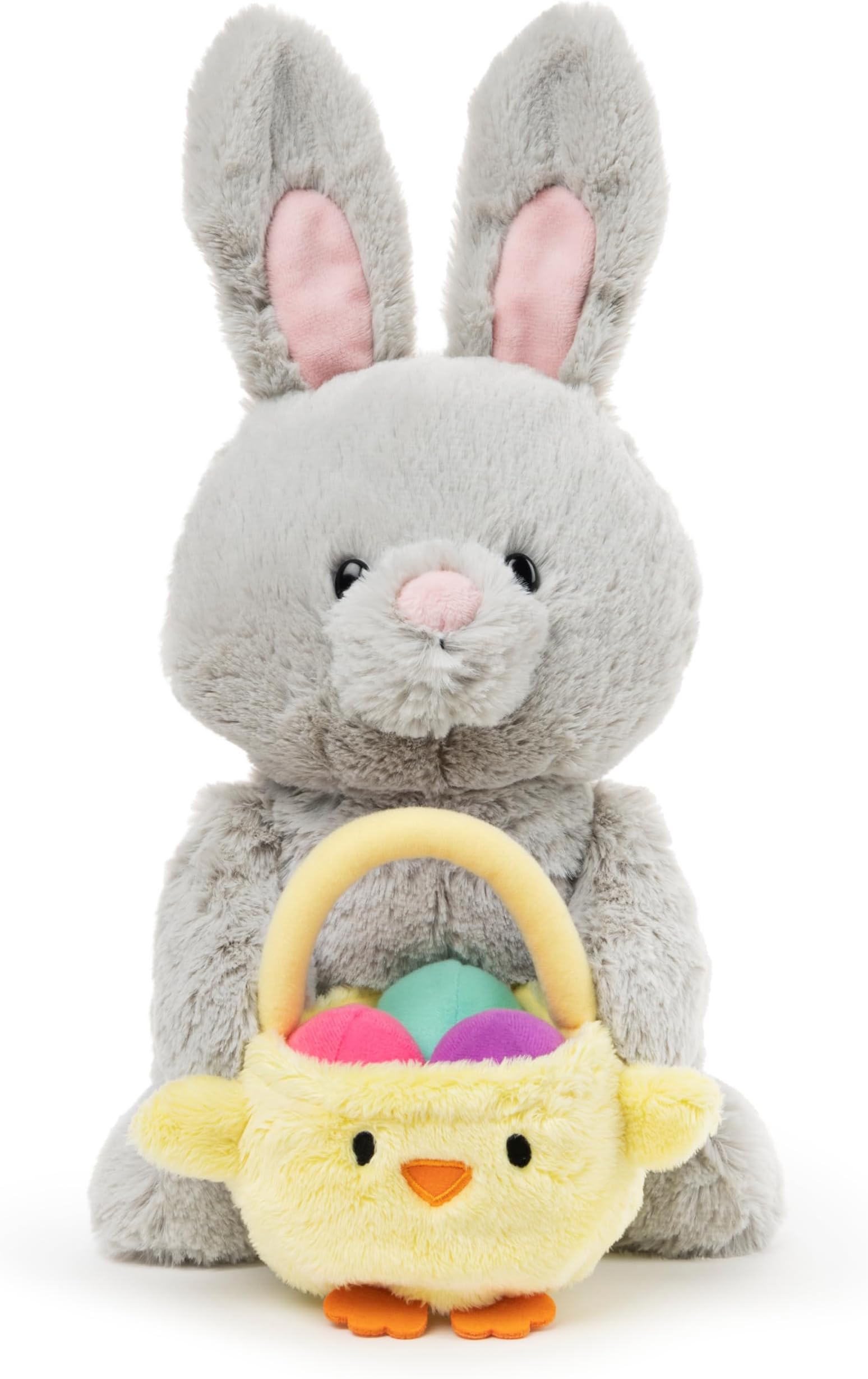 Exclusive Easter Bunny with Basket and Eggs, Bunny Stuffed Animal for Ages 1 and Up, Gray, 10"