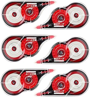 Correction Tape, Red Correction Tape, for School Office Supplies, Note Taking, Pocket Mouse Correction Tape Correction Tape Roller 6Pcs 36 mm x 8 mm (Total 206m)