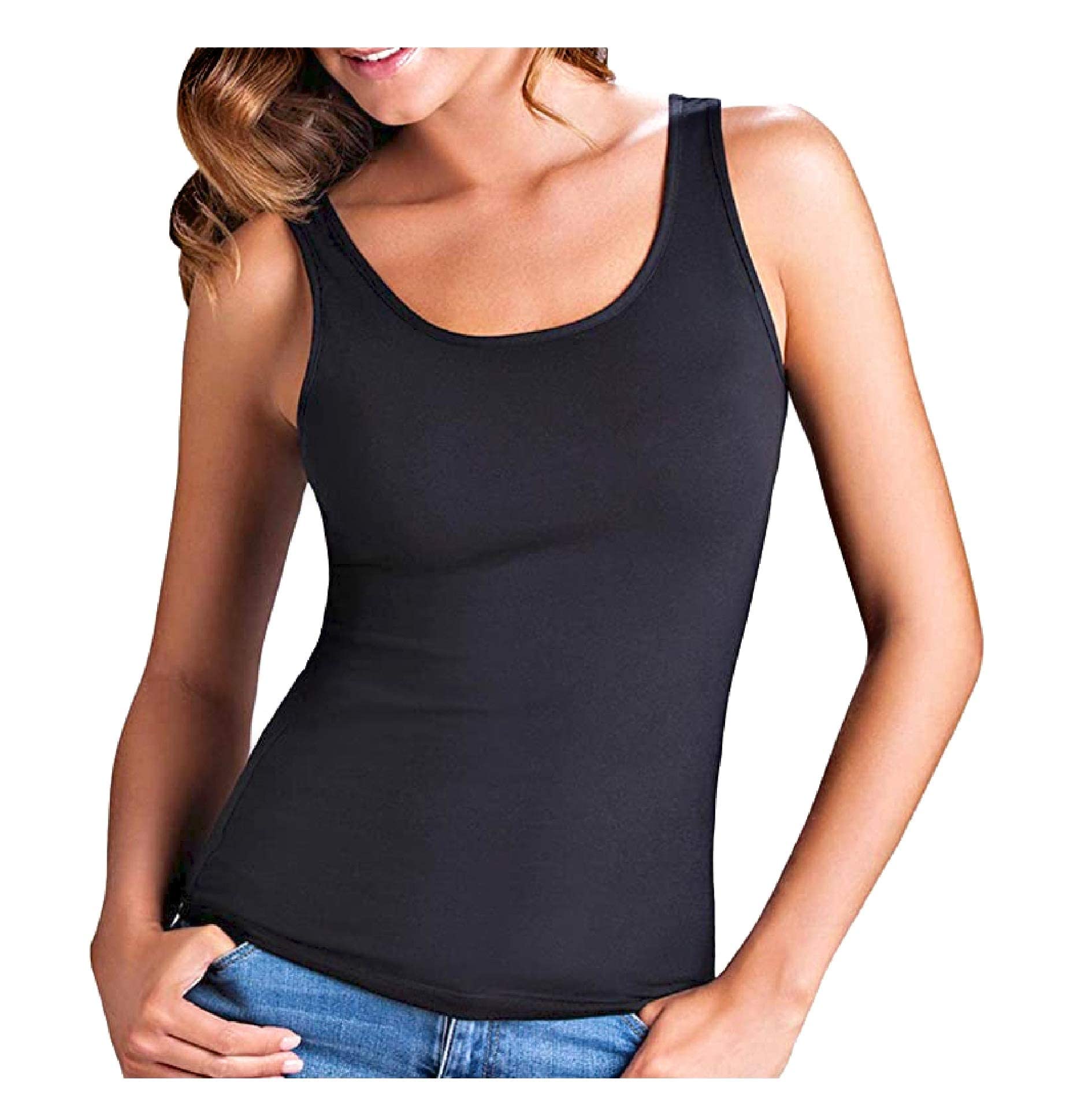 Liabel Canotta Intima Spalla Larga Elasticizzata 3-6 Pezzi, Canottiera Intima Donna in Cotone Elasticizzato, Top Donna Spalla Larga