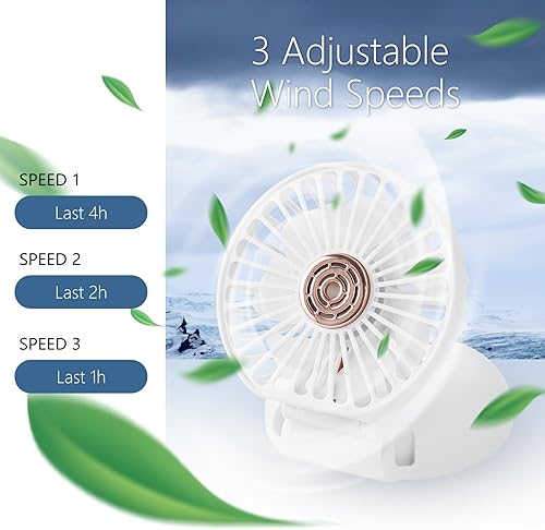 Miniatura 5 de Ventilador multifunción 3 en 1, ventilador de mano portátil, ventilador de cuello, mini ventilador de escritorio, batería de 1200 mAh de duración