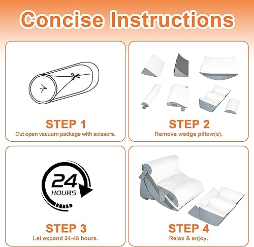Miniatura 7 de Juego de 9 almohadas ortopédicas de cuña para dormir, almohada de espuma viscoelástica poscirugía para aliviar el dolor de espalda, piernas y