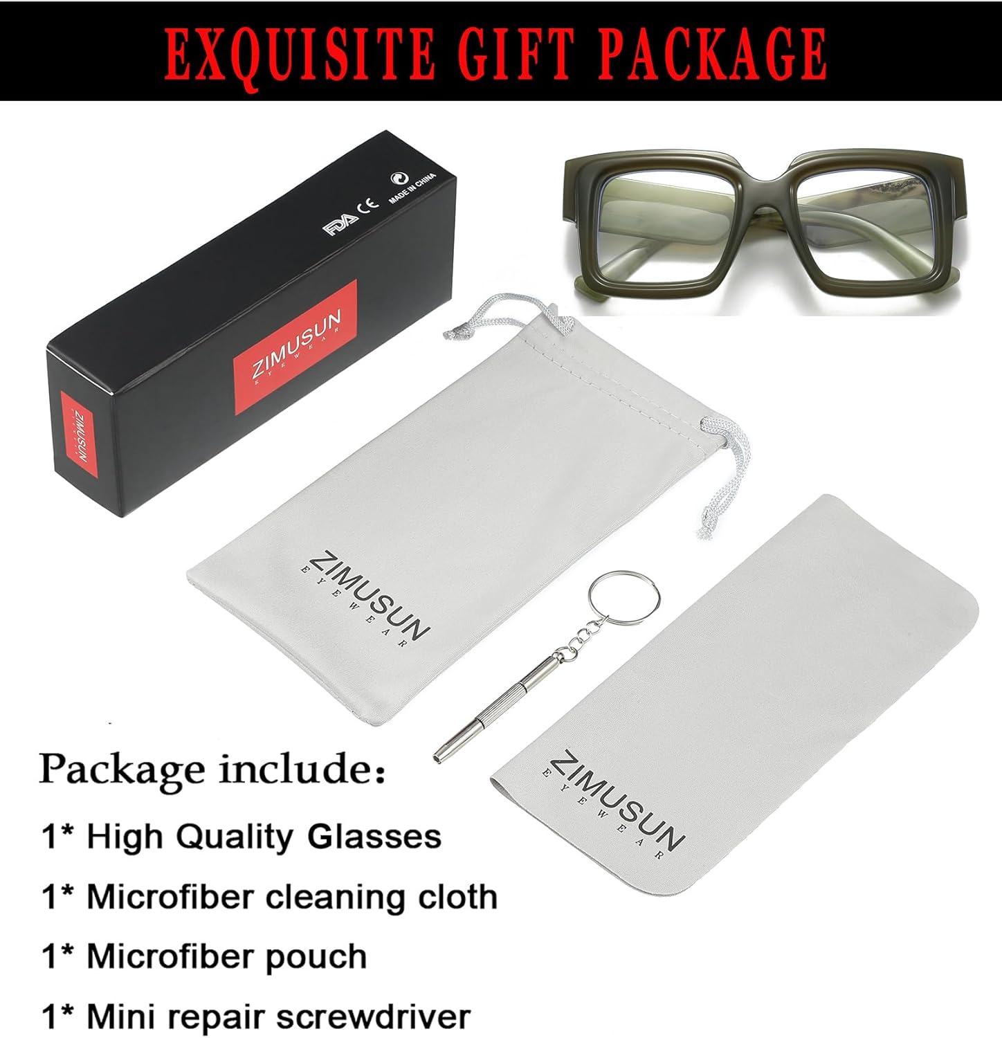 Oversized Square Glasses for Women Men Chunky Frame Blue Light Lens Non Prescription Eyeglasses - Image 7