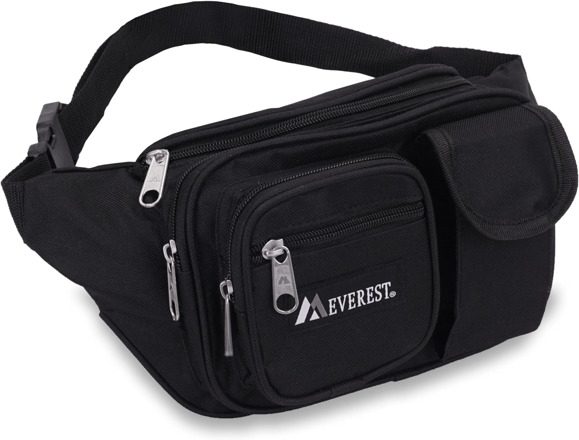 Multiple Pocket Waist Pack, Black, One Size,044MDH-BK